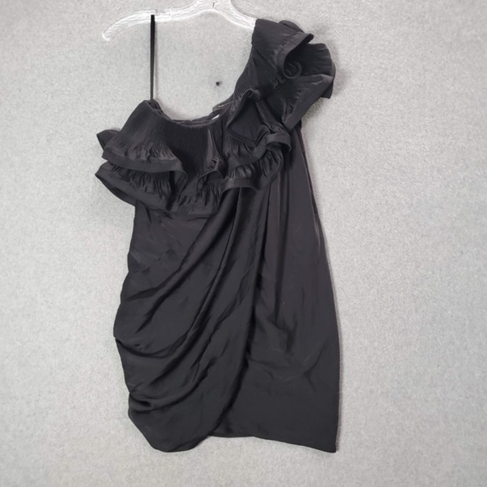 BCBGMAXAZRIA Women Dress 2 Black One Shoulder Ruffle NWT